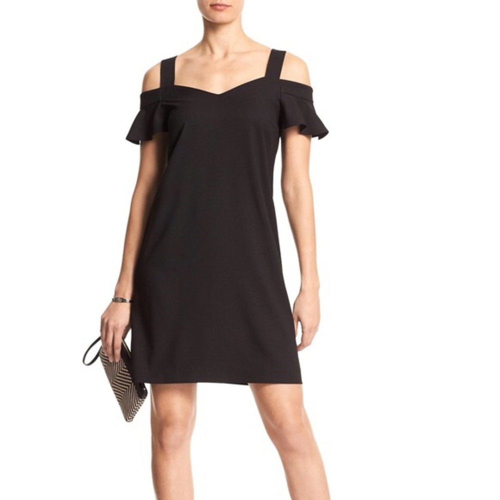 Banana Republic Black Off-Shoulder Flutter Dress